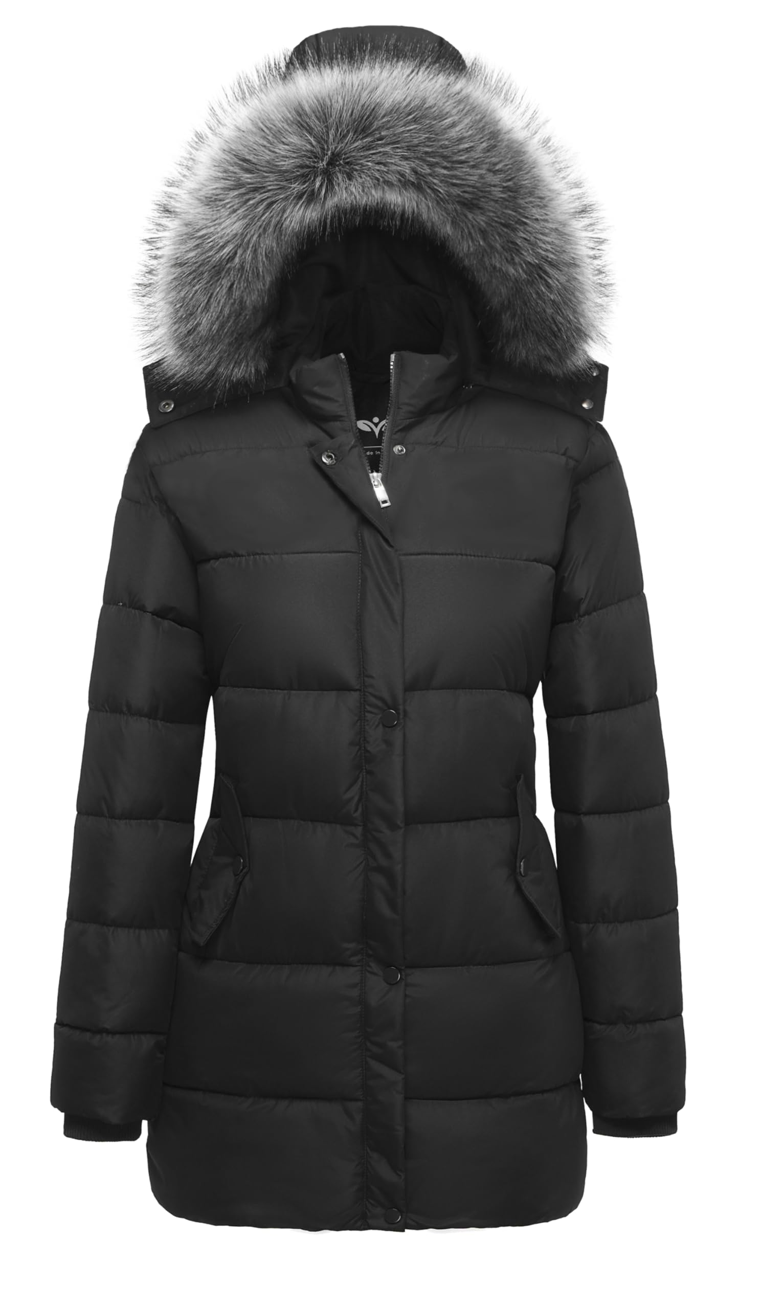 GGleaf Women's Winter Thicken Puffer Coat Warm Snow Jacket with Fur Removable Hood